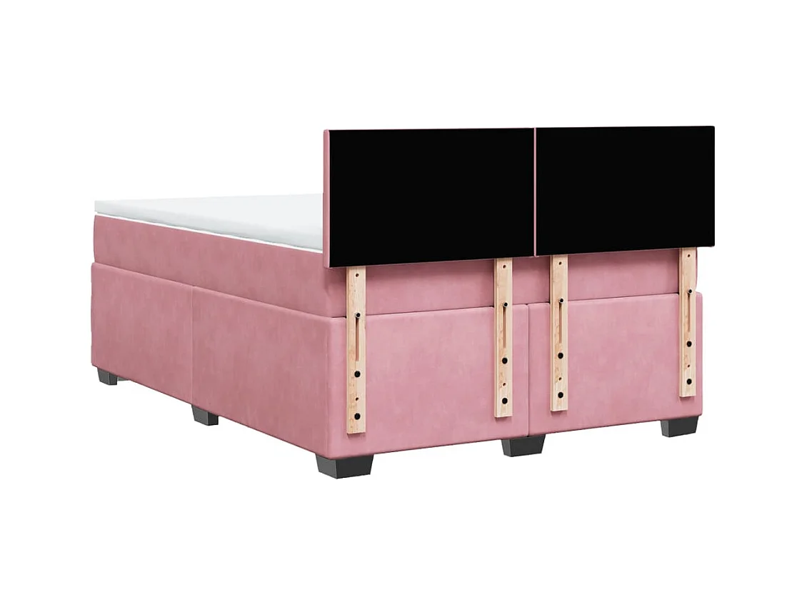 Boxspring met matras fluweel roze 140x200 cm