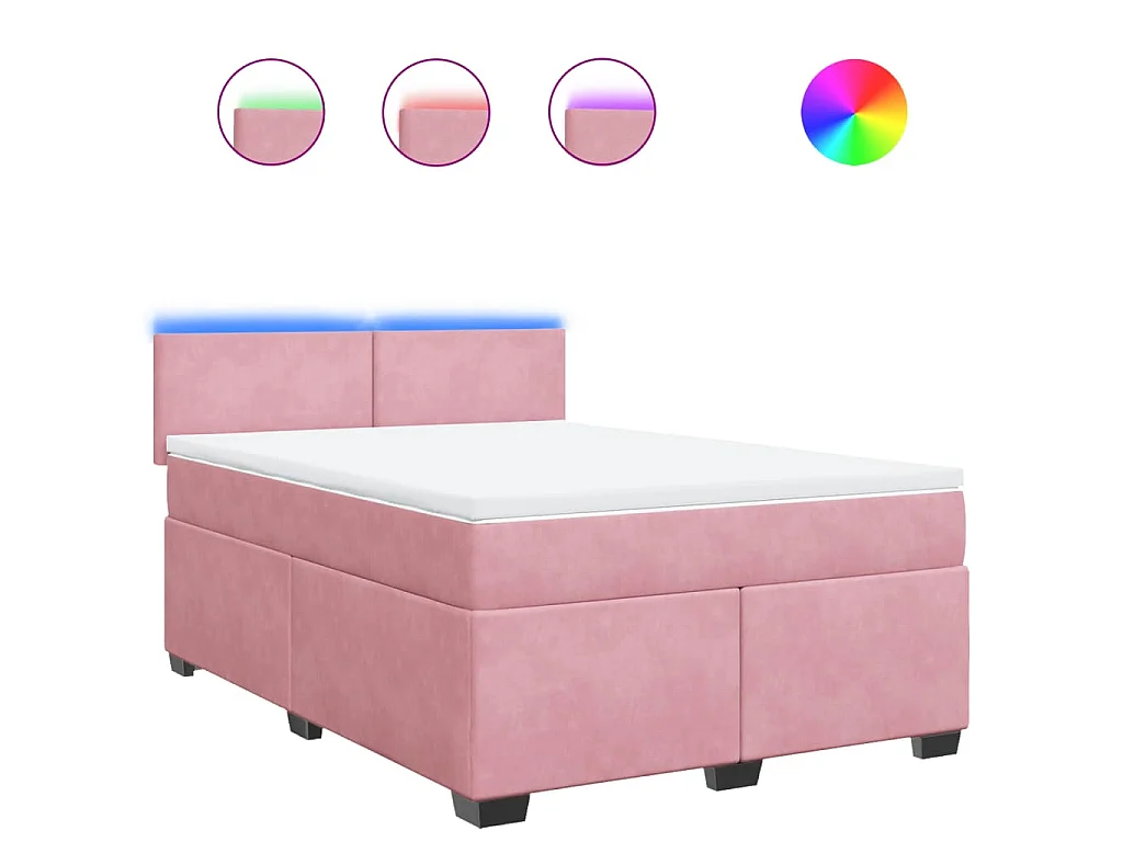 Boxspringbett mit Matratze Rosa 140x200 cm Samt
