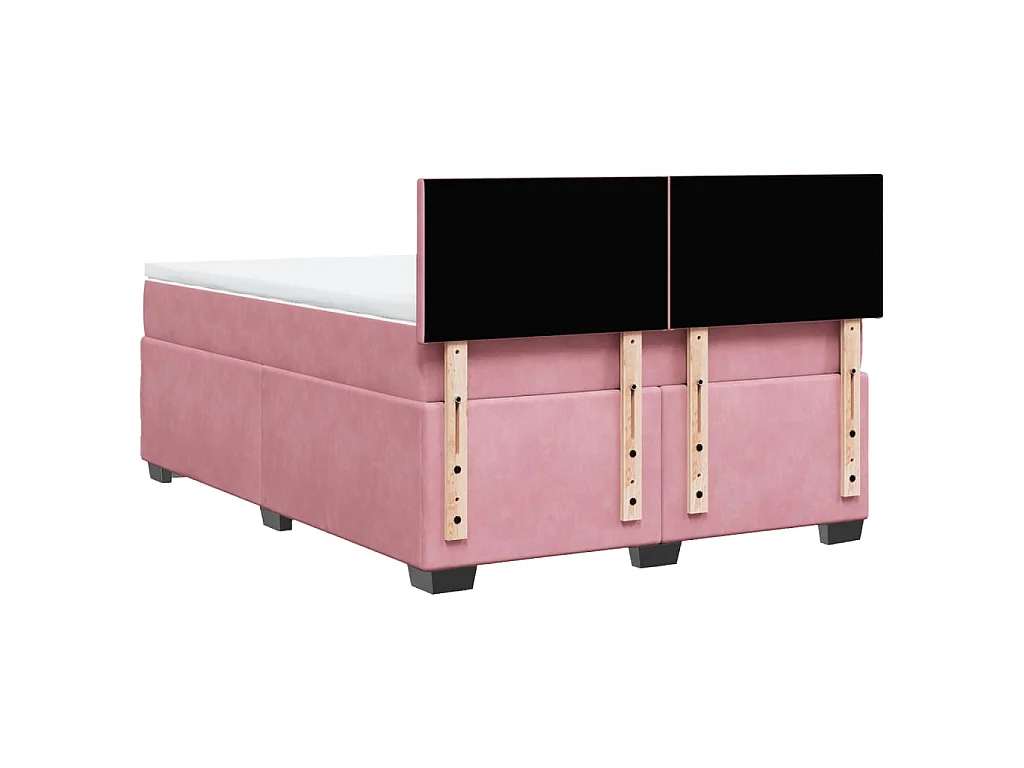 Boxspringbett mit Matratze Rosa 140x200 cm Samt