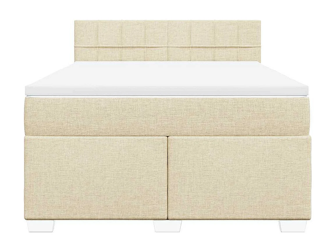 Boxspring met matras stof crèmekleurig 140x190 cm
