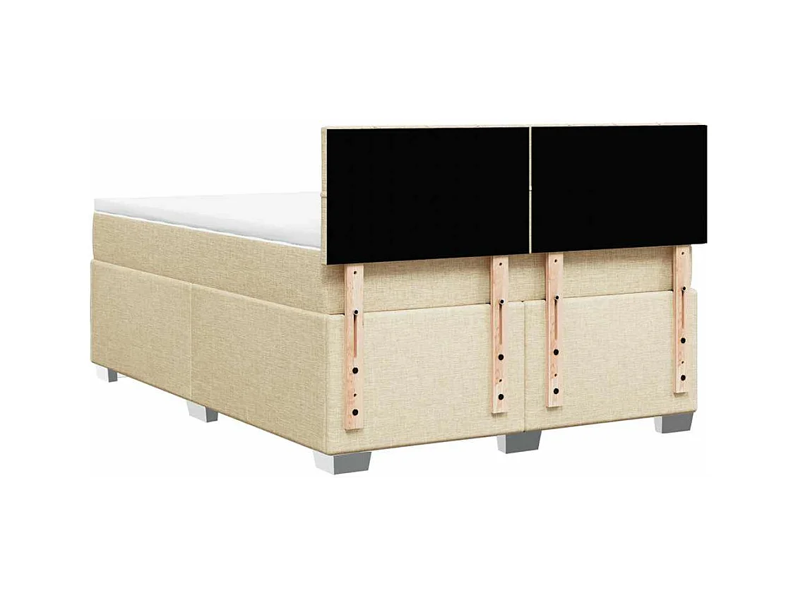 Boxspring met matras stof crèmekleurig 140x190 cm