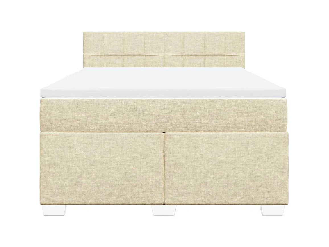 Sommier à lattes de lit avec matelas Crème 140x190 cm Tissu