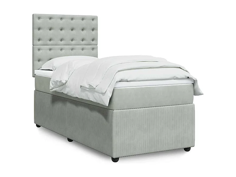 Giroletto a Molle con Materasso Grigio Chiaro 90x190 cm Velluto