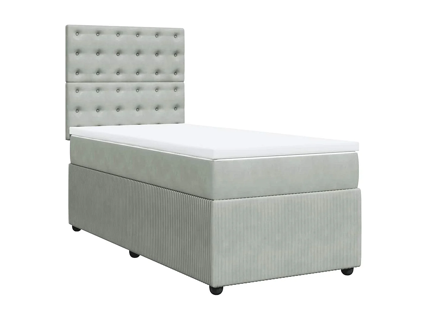 Giroletto a Molle con Materasso Grigio Chiaro 90x190 cm Velluto