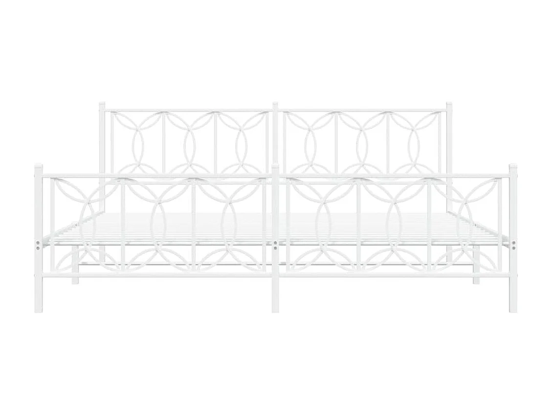 Cadre de lit métal sans matelas et pied de lit blanc 200x200 cm