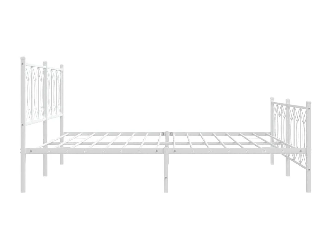 Cadre de lit métal sans matelas et pied de lit blanc 200x200 cm