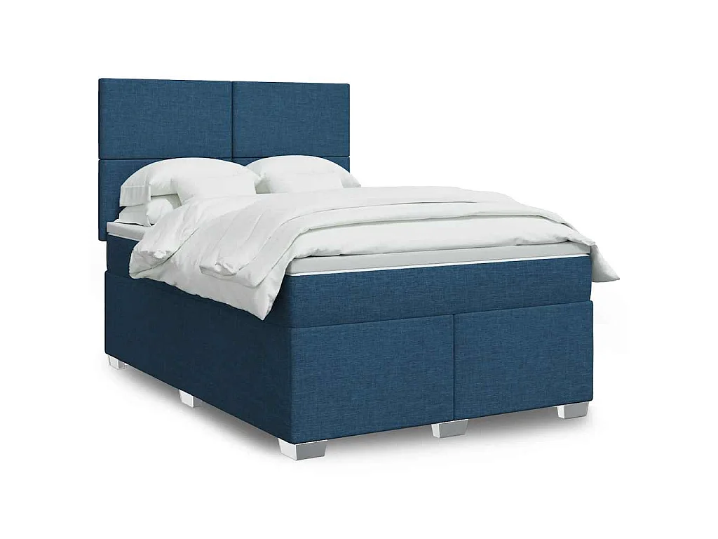 Boxspring met matras stof blauw 140x190 cm