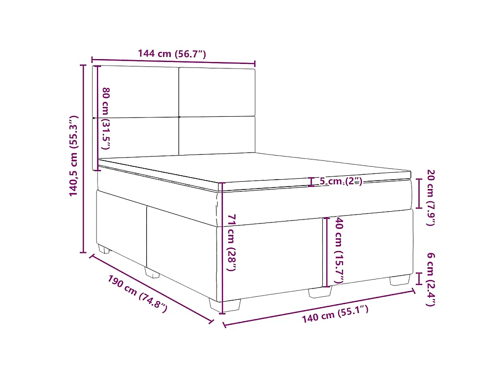 Boxspring met matras stof blauw 140x190 cm
