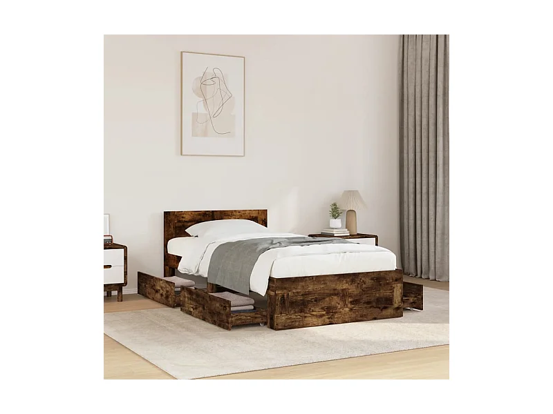 Giroletto con Testiera Rovere Fumo 75x190 cm Legno Multistrato