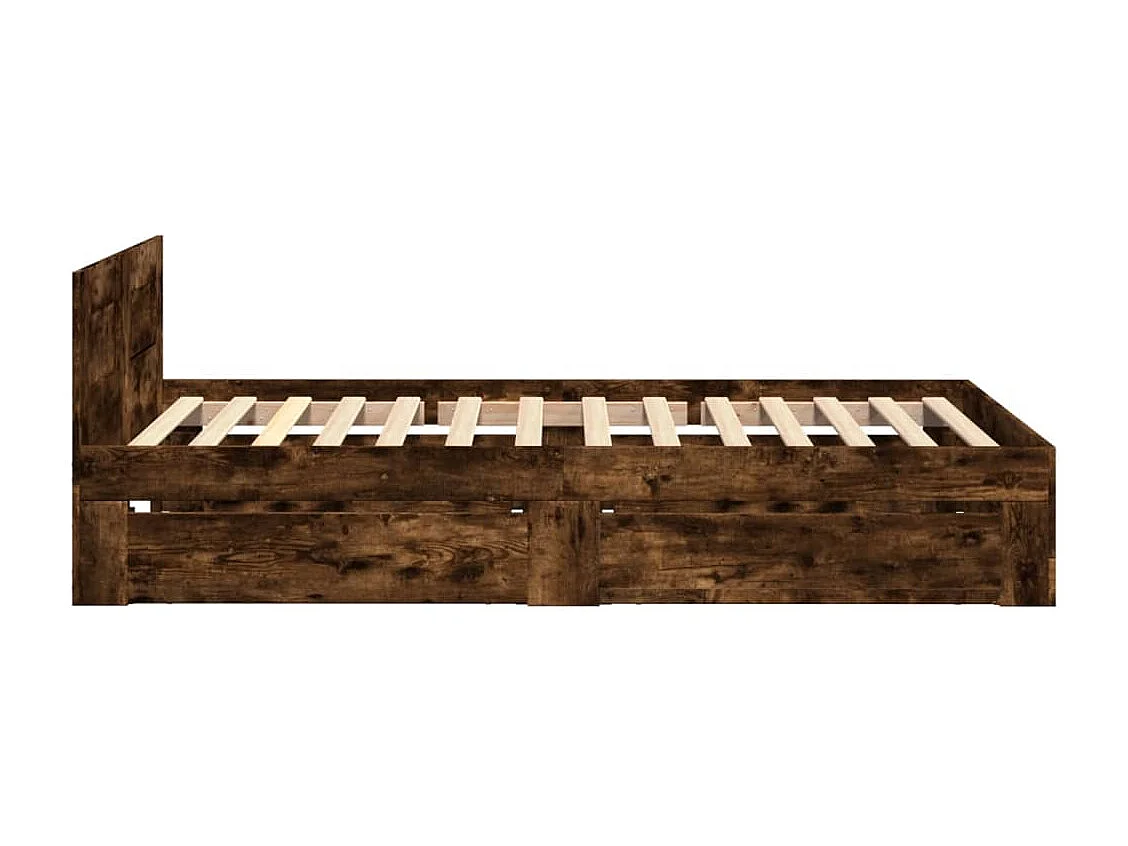 Cadre de lit avec tête de lit sans matelas chêne fumé 75x190 cm