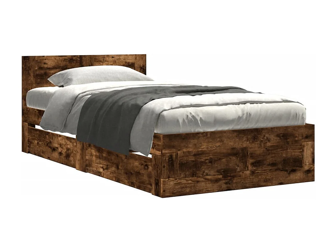 Bettgestell mit Kopfteil Räuchereiche 75x190 cm Holzwerkstoff
