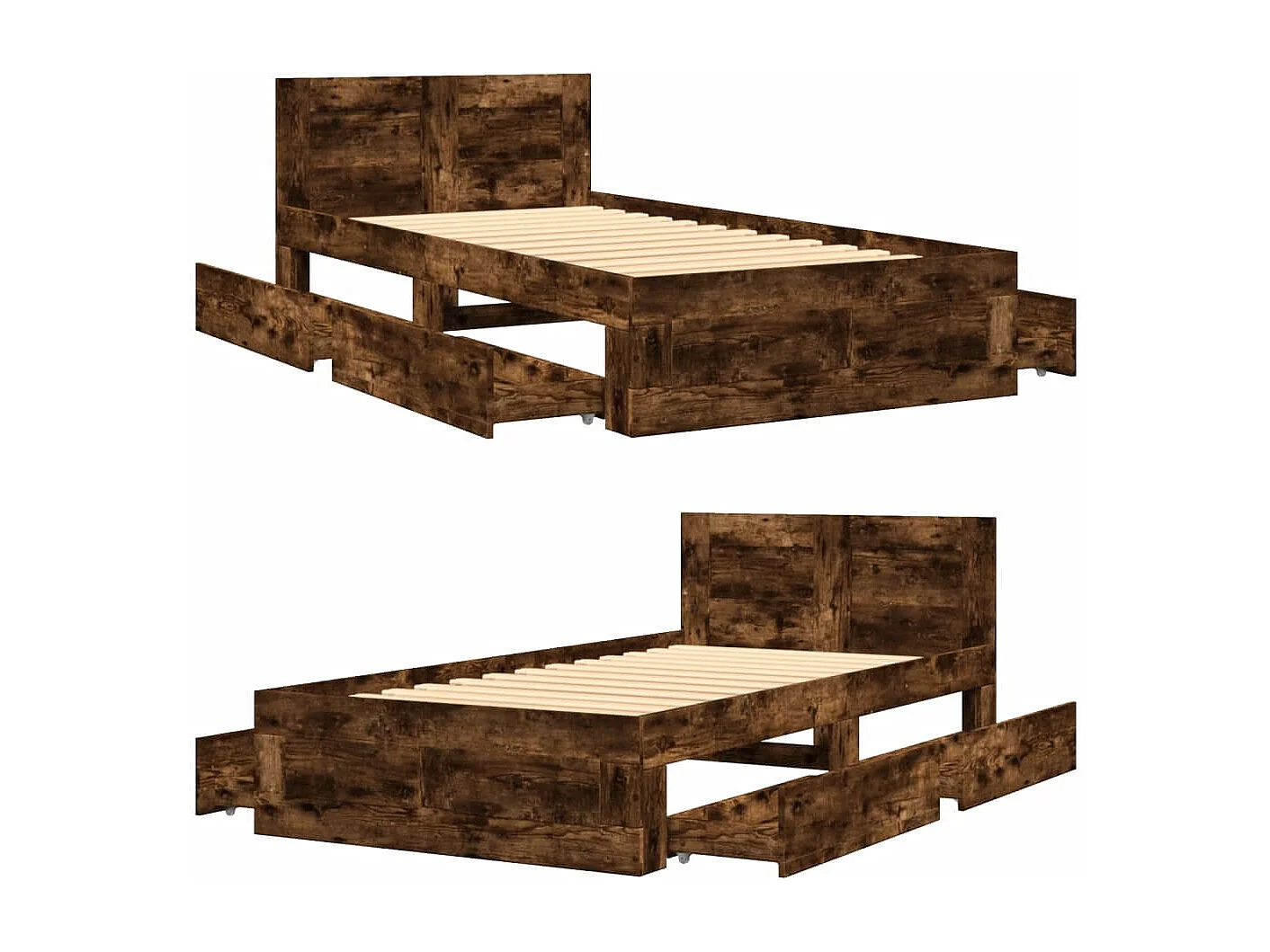 Bettgestell mit Kopfteil Räuchereiche 75x190 cm Holzwerkstoff