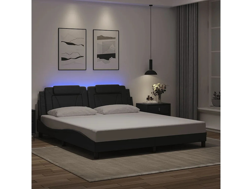 Cadre de lit Viana avec LED sans matelas noir 180x200 cm