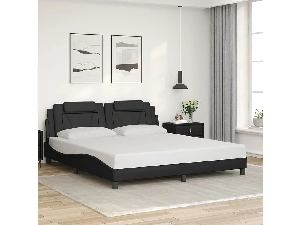 Cadre de lit Viana avec LED sans matelas noir 180x200 cm