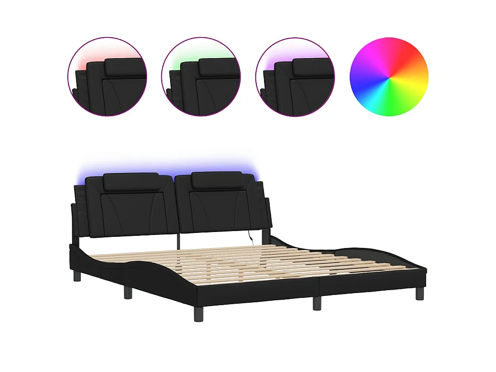 Bedframe "Viana" met LED zonder matras zwart 180x200 cm