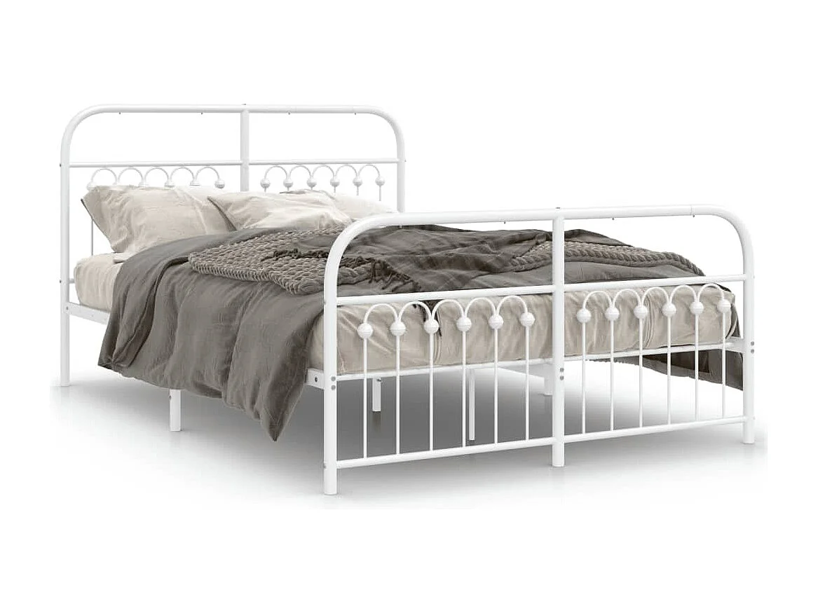 Bedframe met hoofd- en voeteneinde metaal wit 140x190 cm