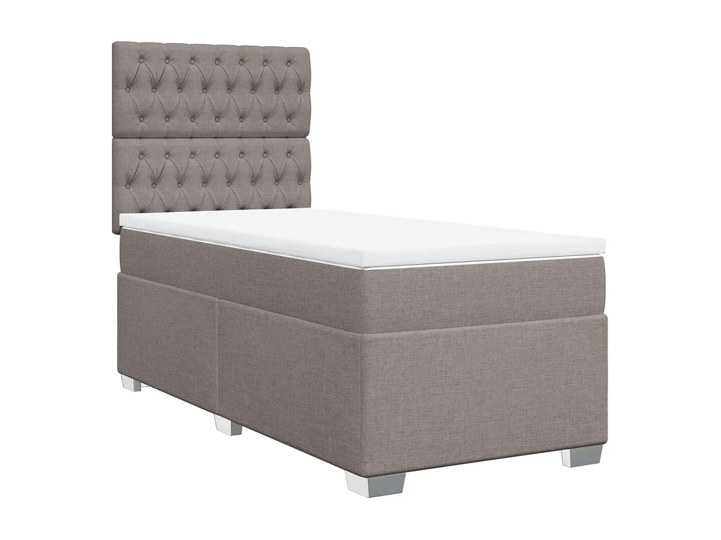 Cama box spring con colchón tela gris taupe 80x200 cm