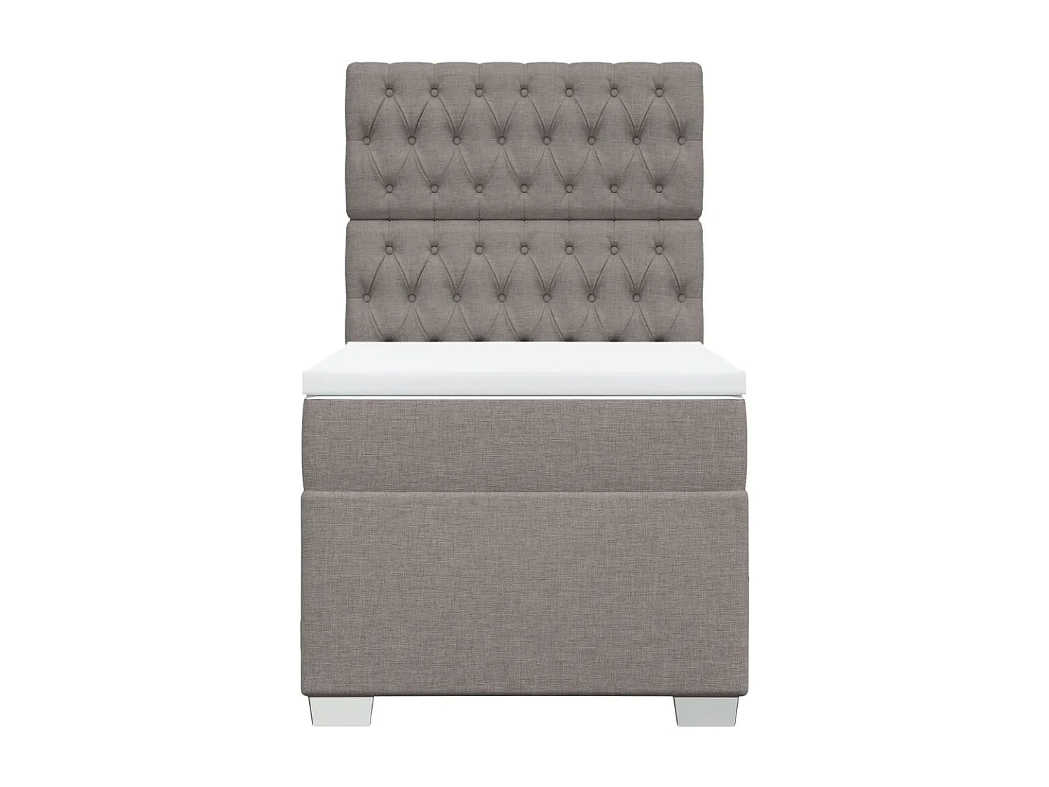 Cama box spring con colchón tela gris taupe 80x200 cm