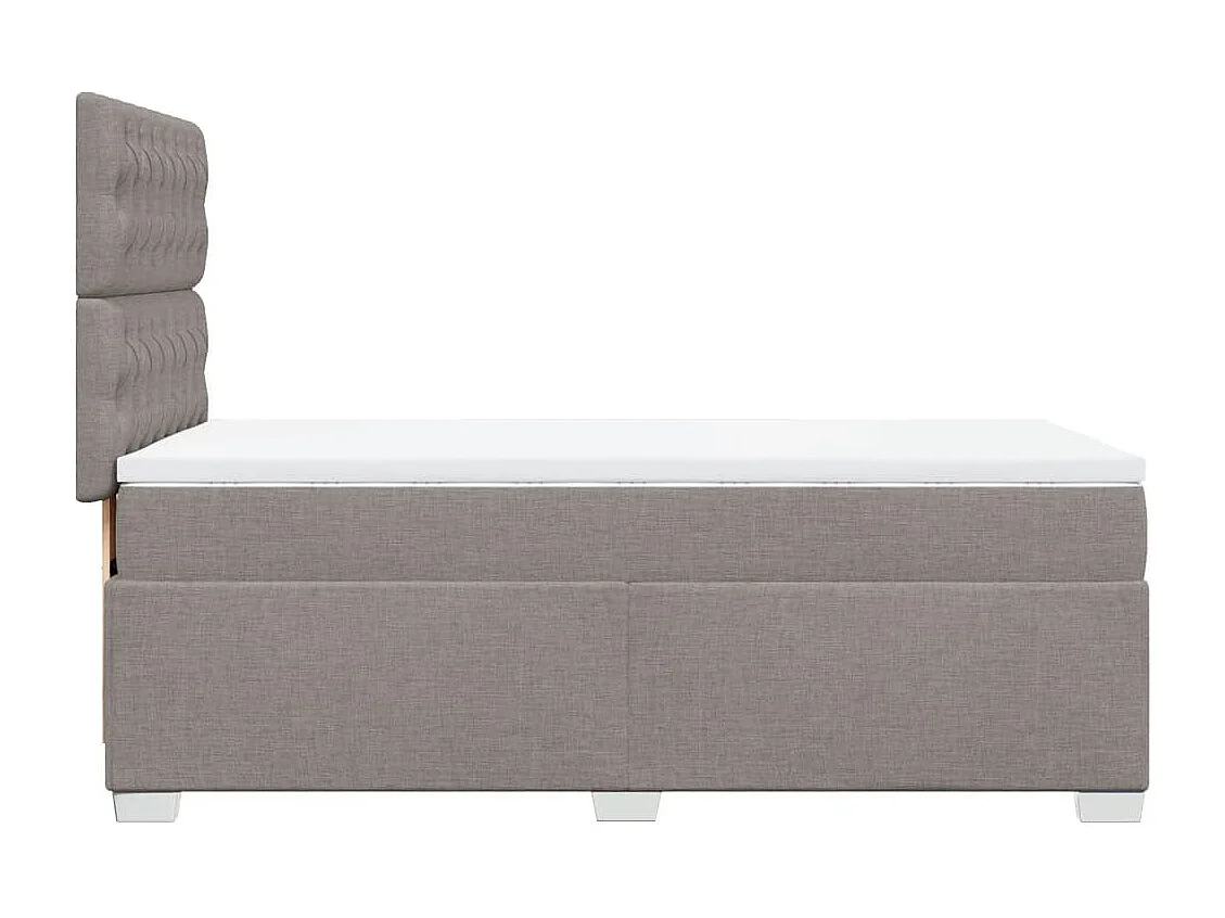 Cama box spring con colchón tela gris taupe 80x200 cm