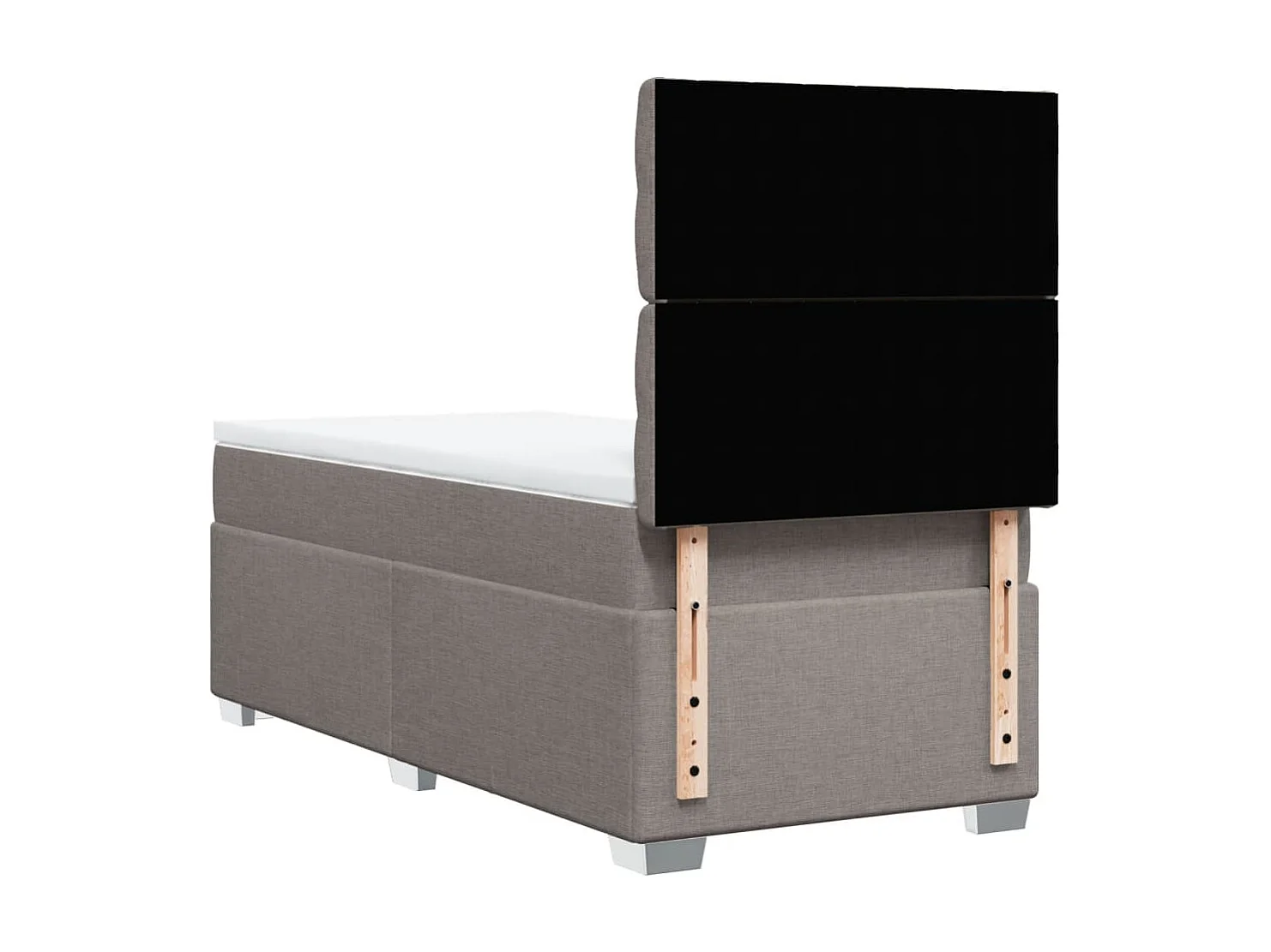 Cama box spring con colchón tela gris taupe 80x200 cm