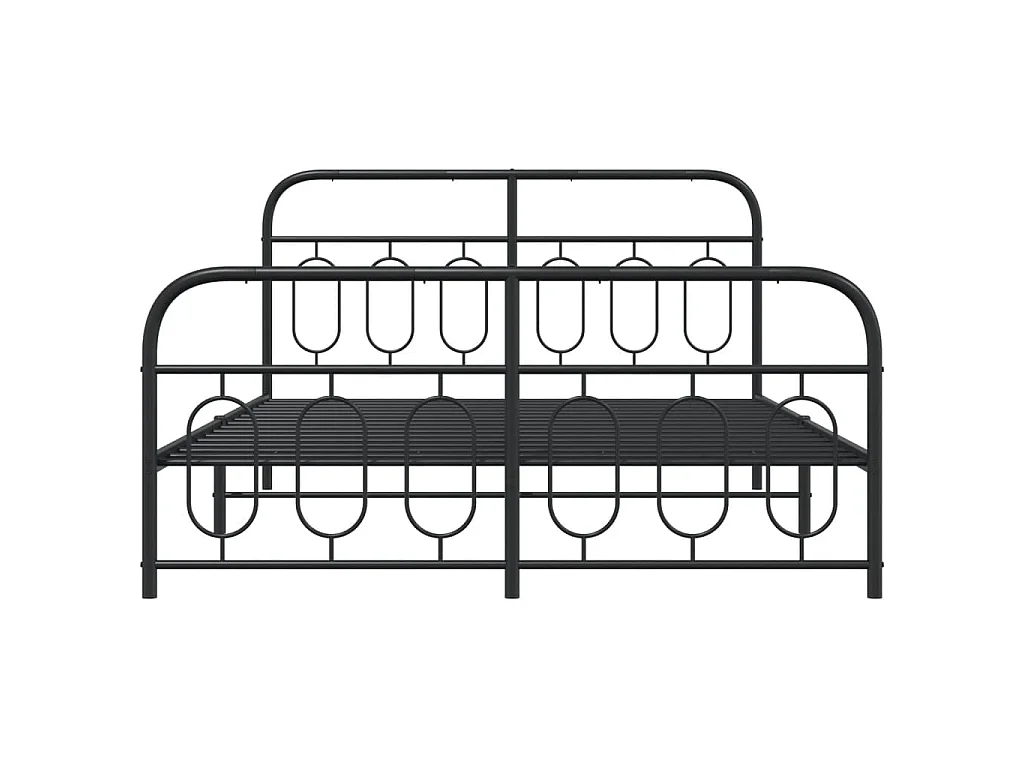 Cadre de lit métal sans matelas avec pied de lit noir 140x190cm