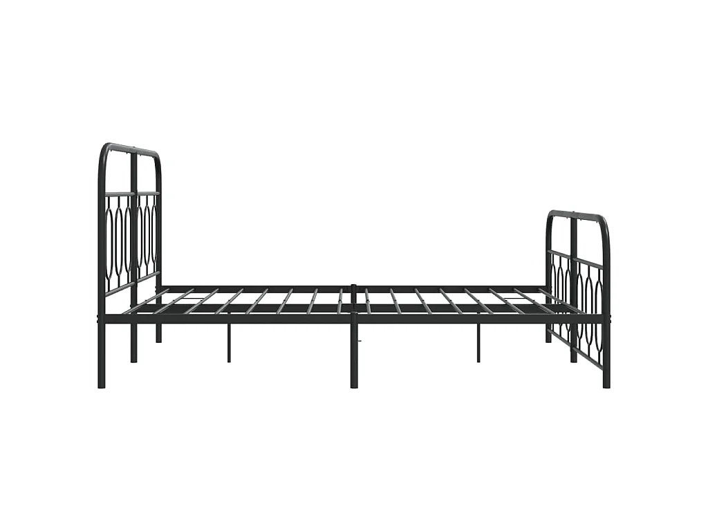 Cadre de lit métal sans matelas avec pied de lit noir 140x190cm