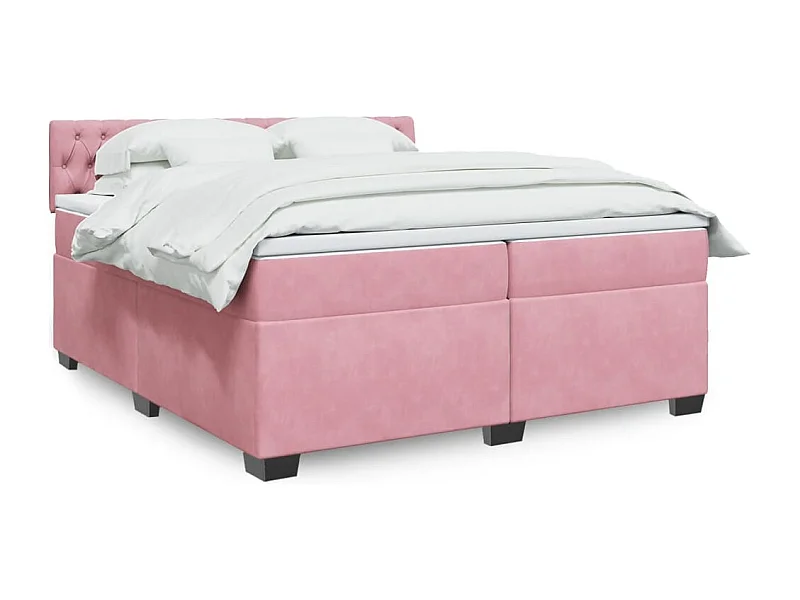 Boxspring met matras fluweel roze 200x200 cm