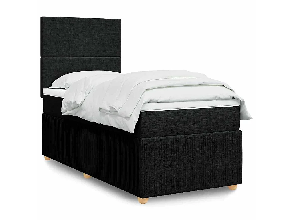 Giroletto a Molle con Materasso Nero 90x190 cm in Tessuto
