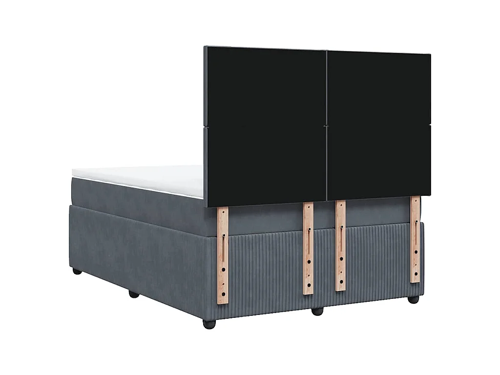 Cama box spring con colchón terciopelo gris oscuro 140x190 cm
