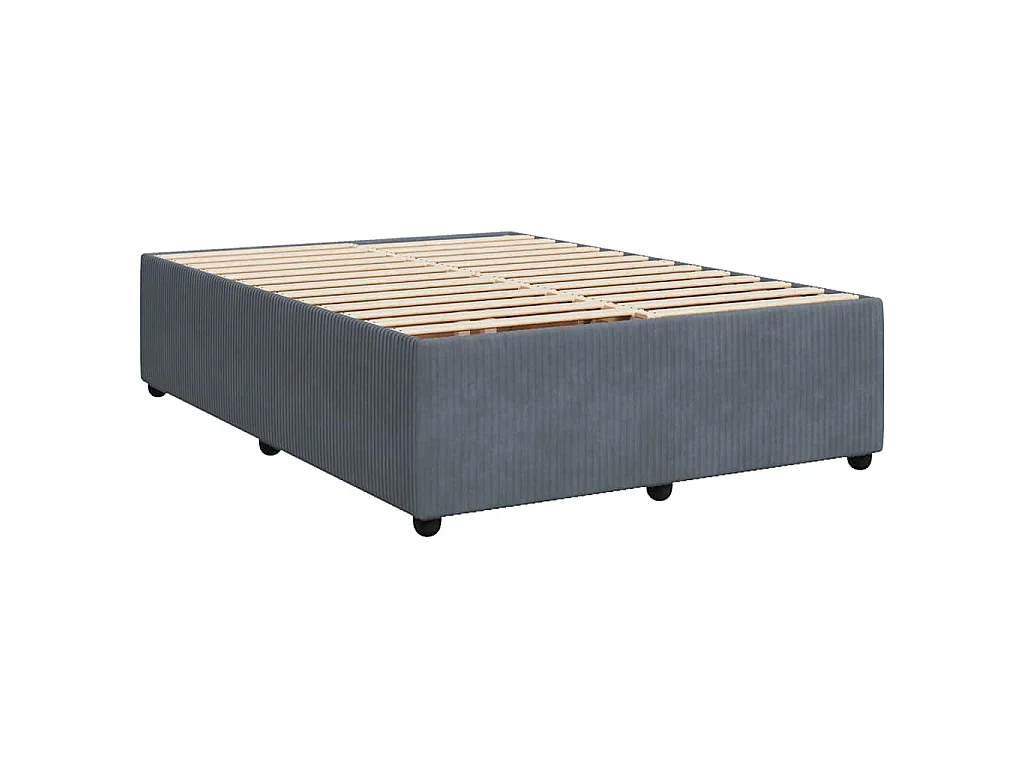 Cama box spring con colchón terciopelo gris oscuro 140x190 cm