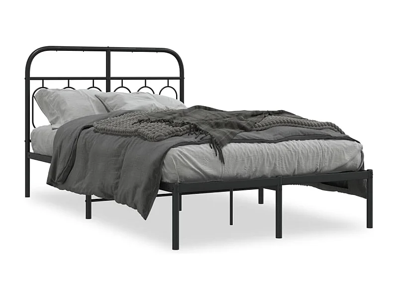 Bedframe met hoofdbord metaal zwart 120x200 cm