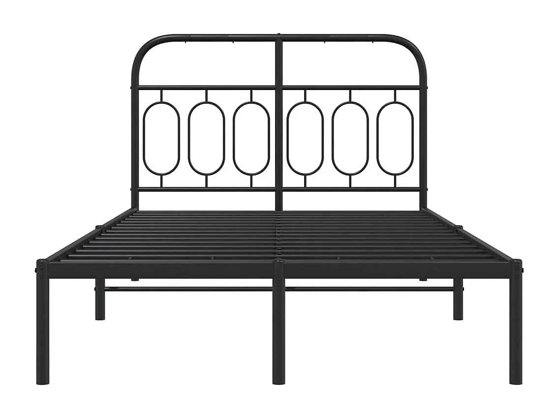 Bedframe met hoofdbord metaal zwart 120x200 cm