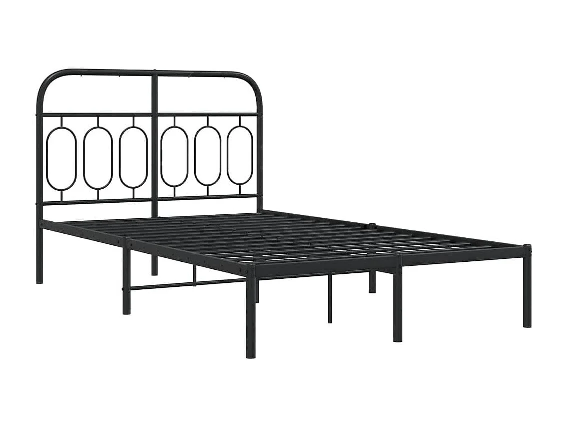 Cadre de lit métal sans matelas avec tête de lit noir 120x200cm