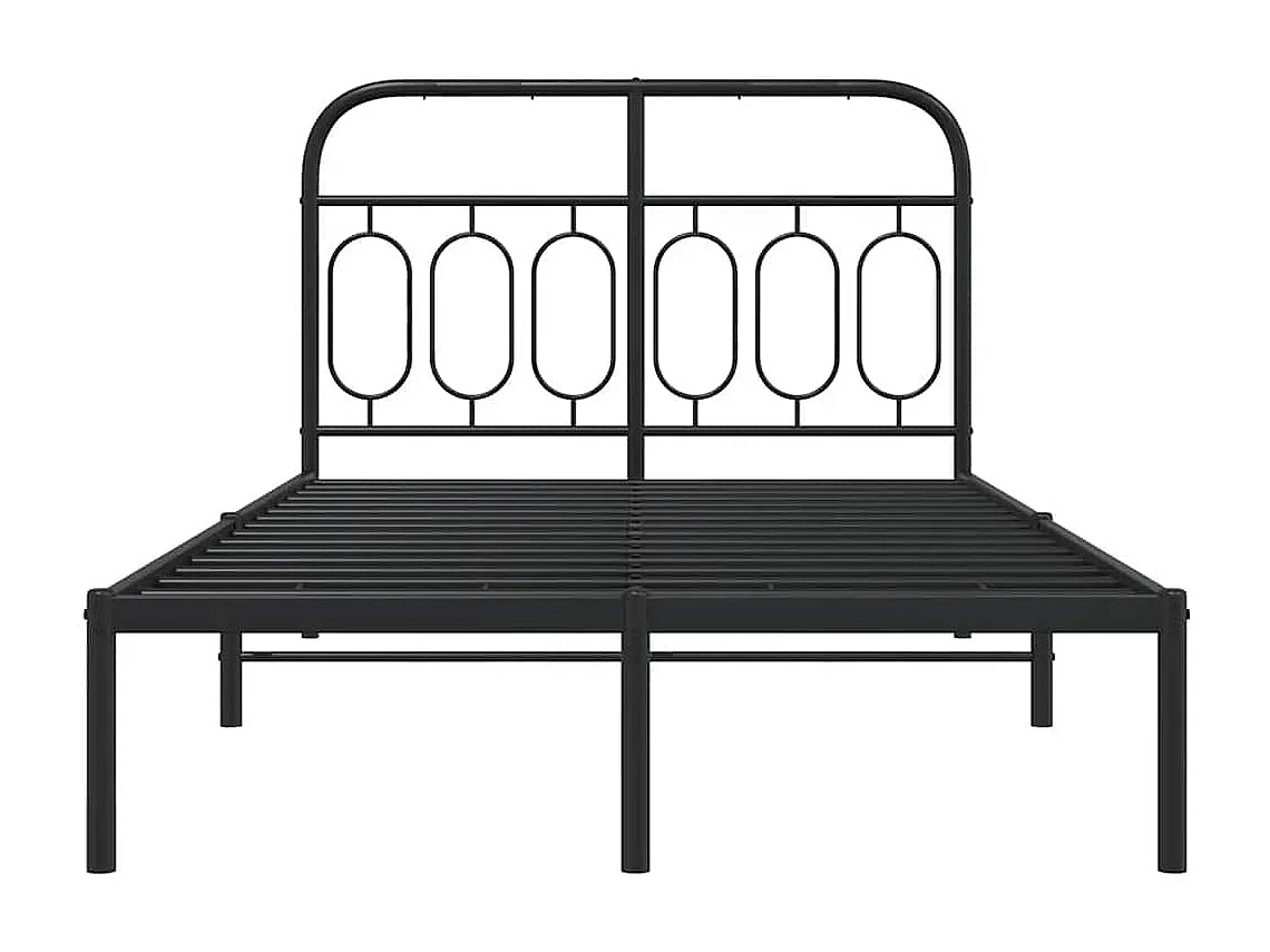 Cadre de lit métal sans matelas avec tête de lit noir 120x200cm
