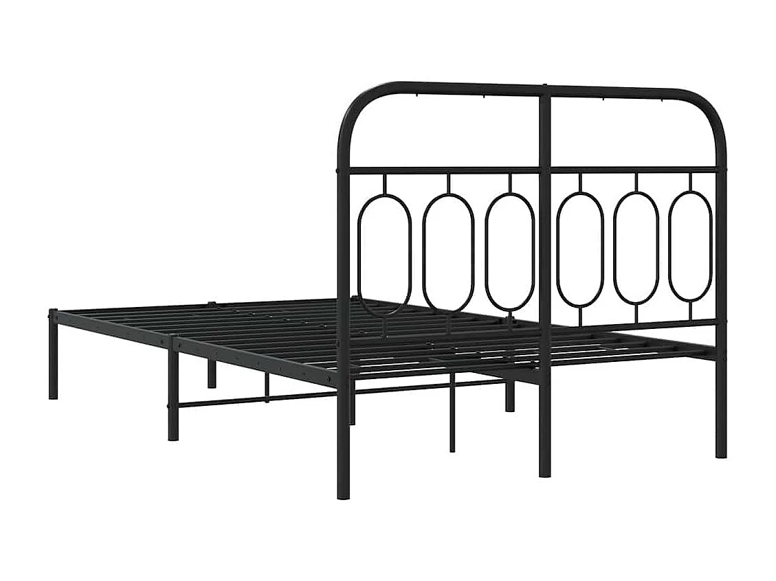 Cadre de lit métal sans matelas avec tête de lit noir 120x200cm