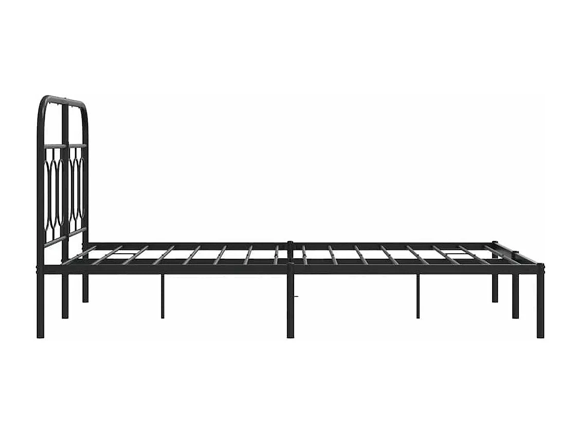 Cadre de lit métal sans matelas avec tête de lit noir 120x200cm