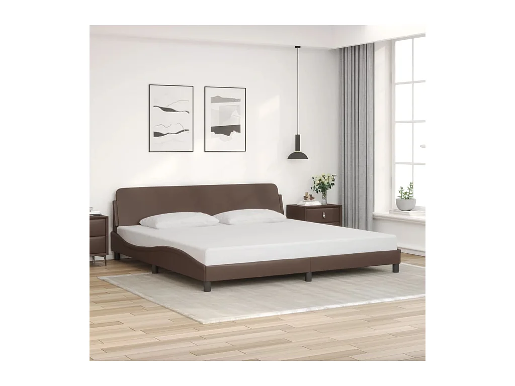 Cadre de lit sans matelas marron 200x200 cm similicuir