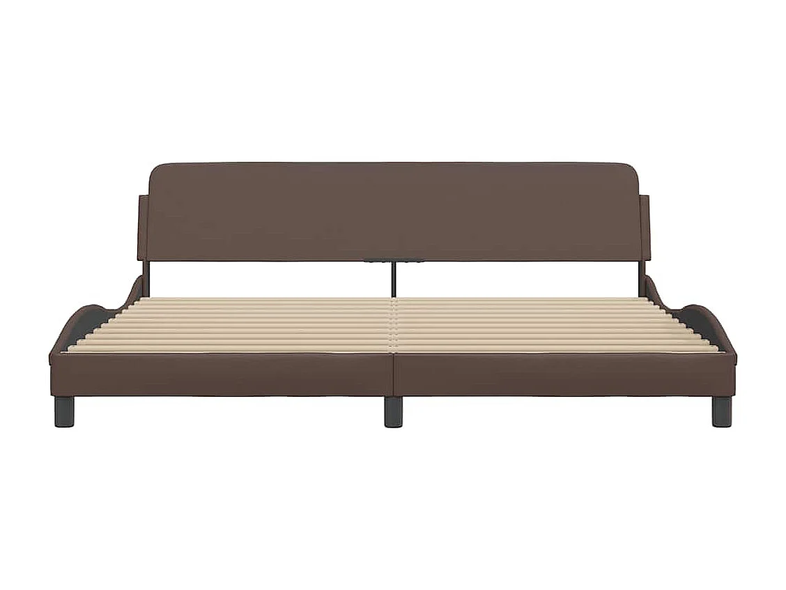 Estrutura de cama Dover 200x200cm couro artificial castanho