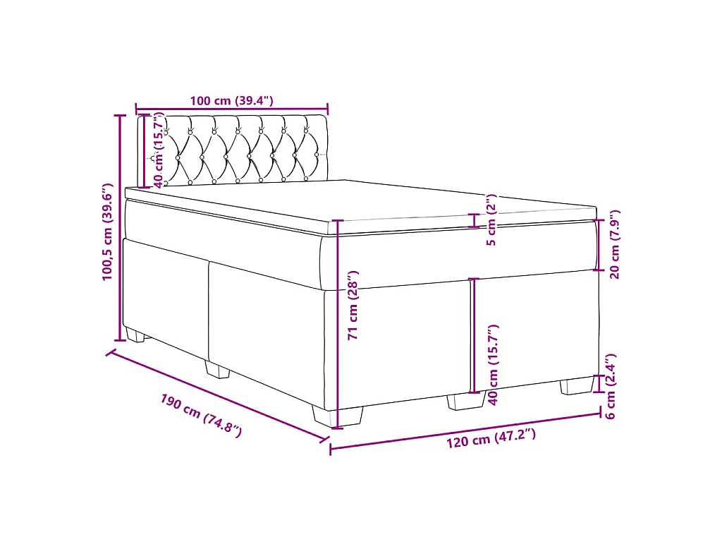 Boxspringbett mit Matratze Schwarz 120x190 cm Samt