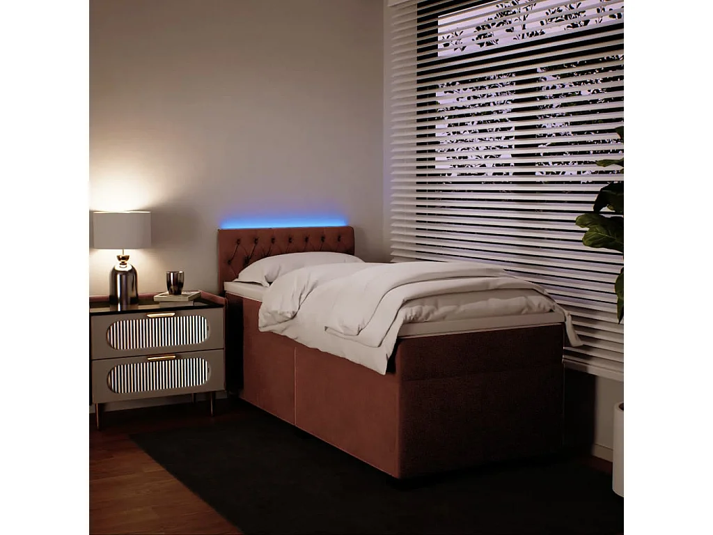 Boxspring met matras fluweel roze 100x200 cm