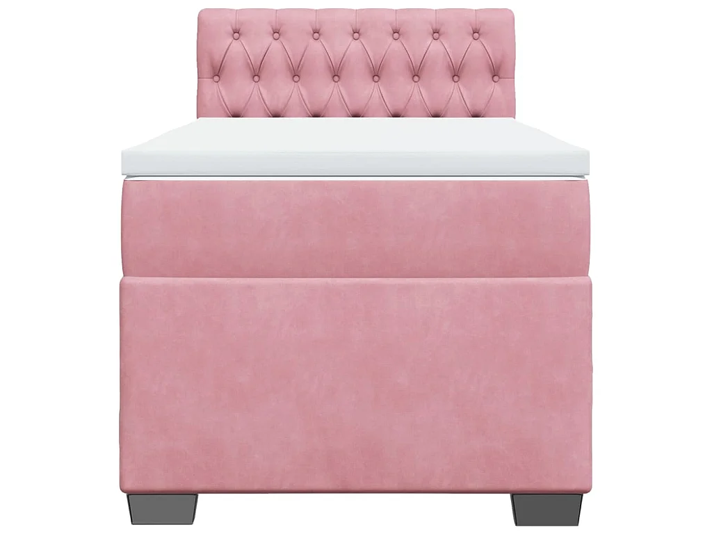 Boxspring met matras fluweel roze 100x200 cm