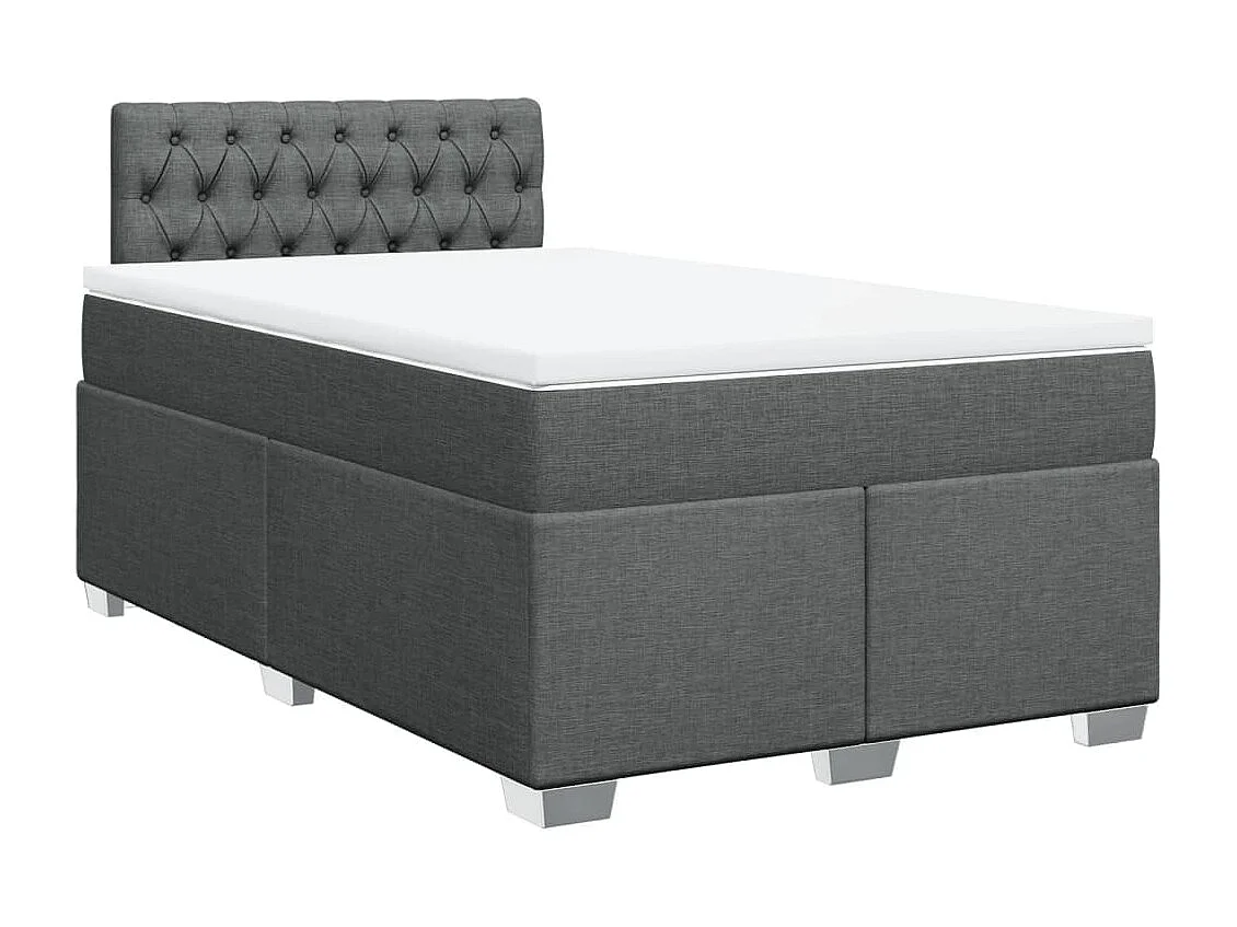 Cama box spring con colchón tela gris oscuro 120x190 cm