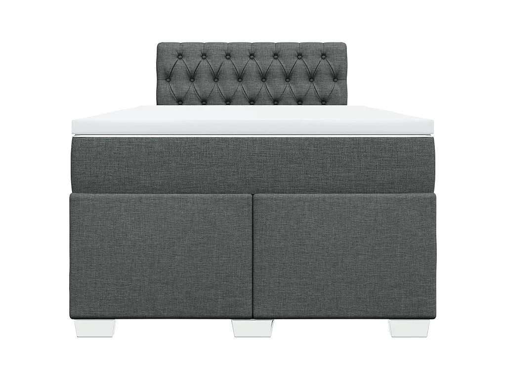 Cama box spring con colchón tela gris oscuro 120x190 cm