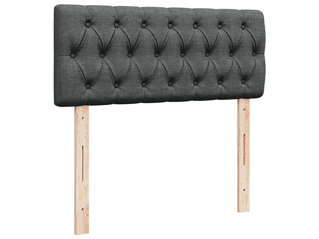 Cama box spring con colchón tela gris oscuro 120x190 cm