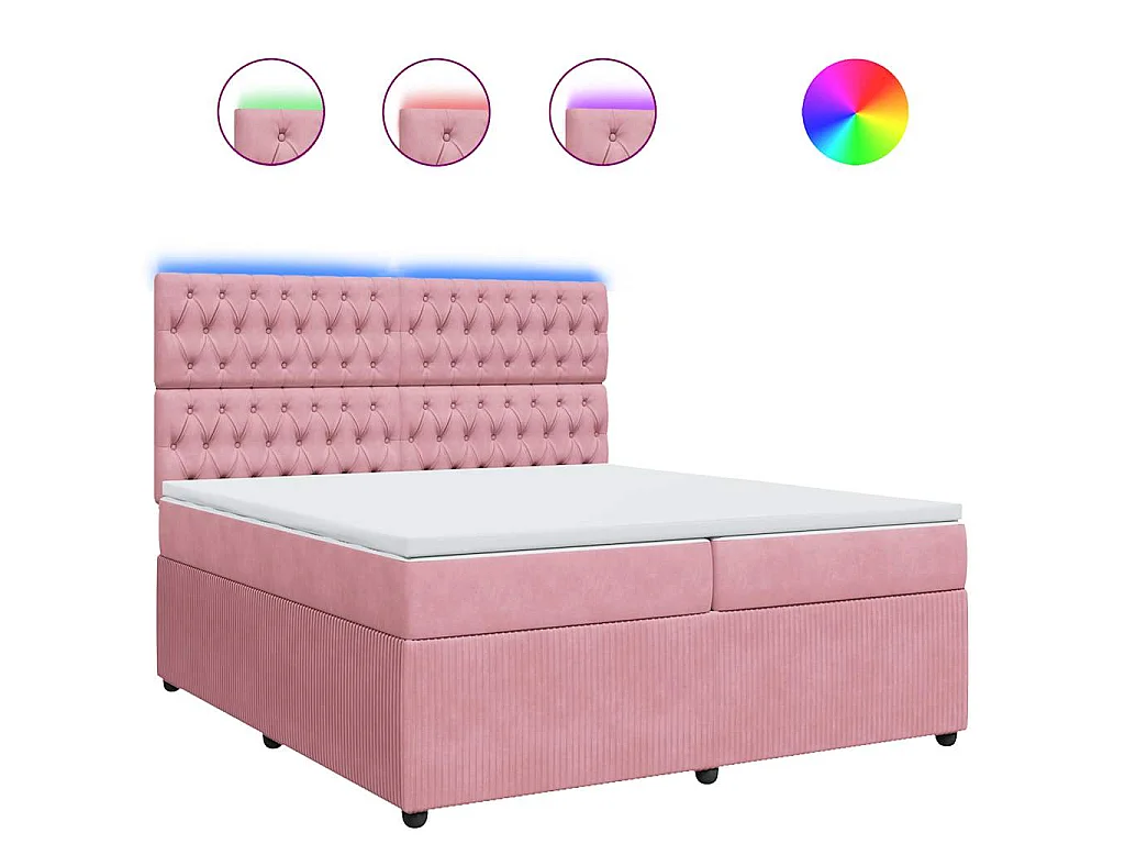 Cama box spring con colchón terciopelo rosa 200x200 cm