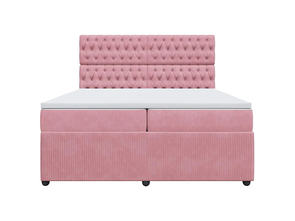 Cama box spring con colchón terciopelo rosa 200x200 cm