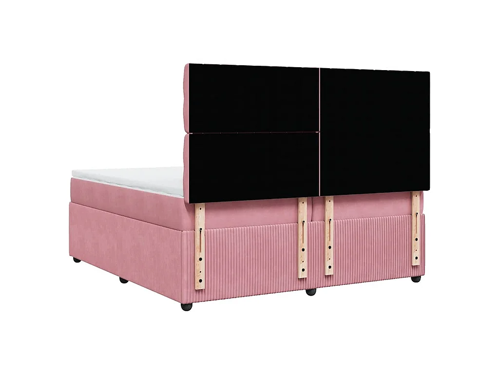 Cama box spring con colchón terciopelo rosa 200x200 cm