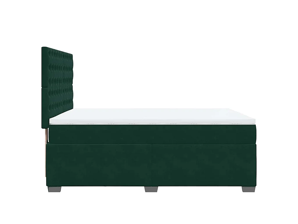 Cama com molas/colchão 160x200 cm veludo verde-escuro