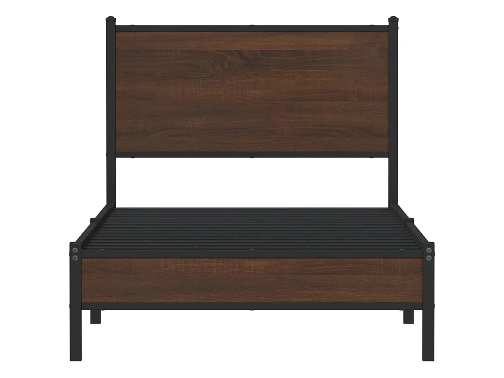 Cadre de lit en métal sans matelas chêne marron 75x190 cm