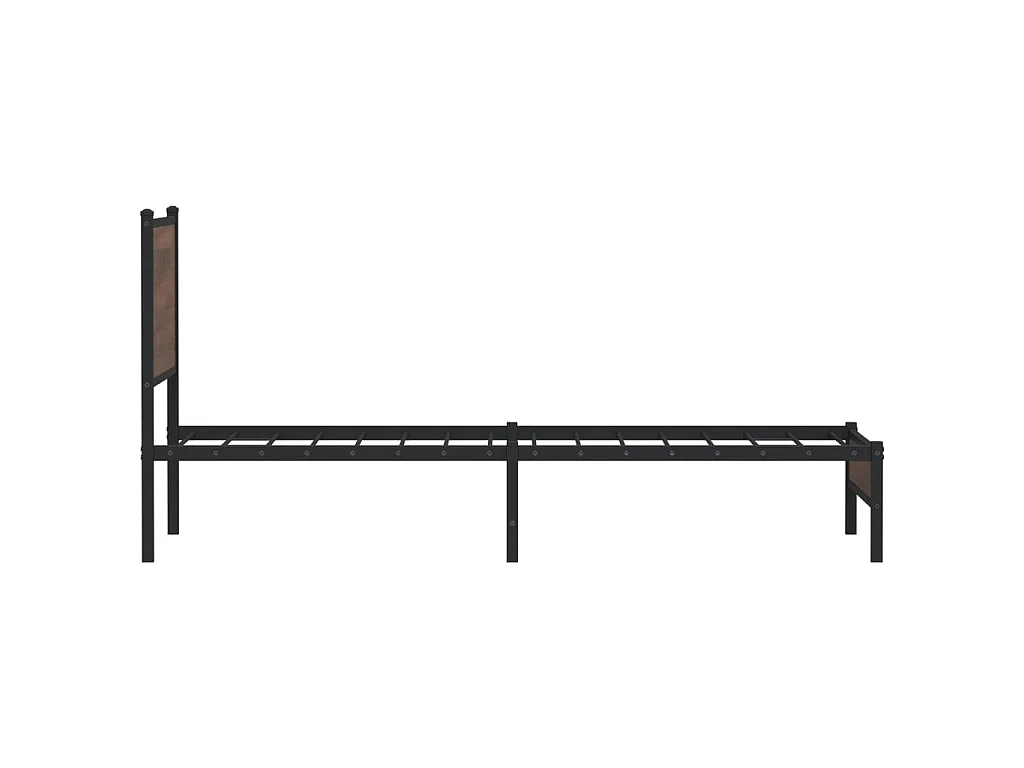 Cadre de lit en métal sans matelas chêne marron 75x190 cm